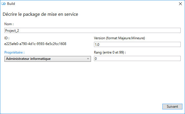 package de mise en service Windows 10