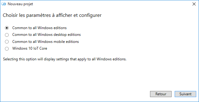 package de mise en service Windows 10