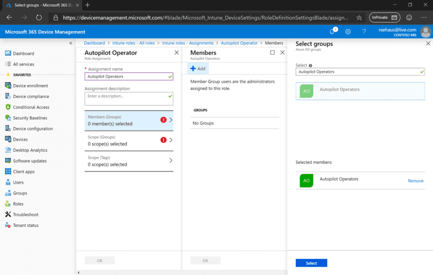 Création d'un rôle Windows Autopilot dans Intune MSNLoop